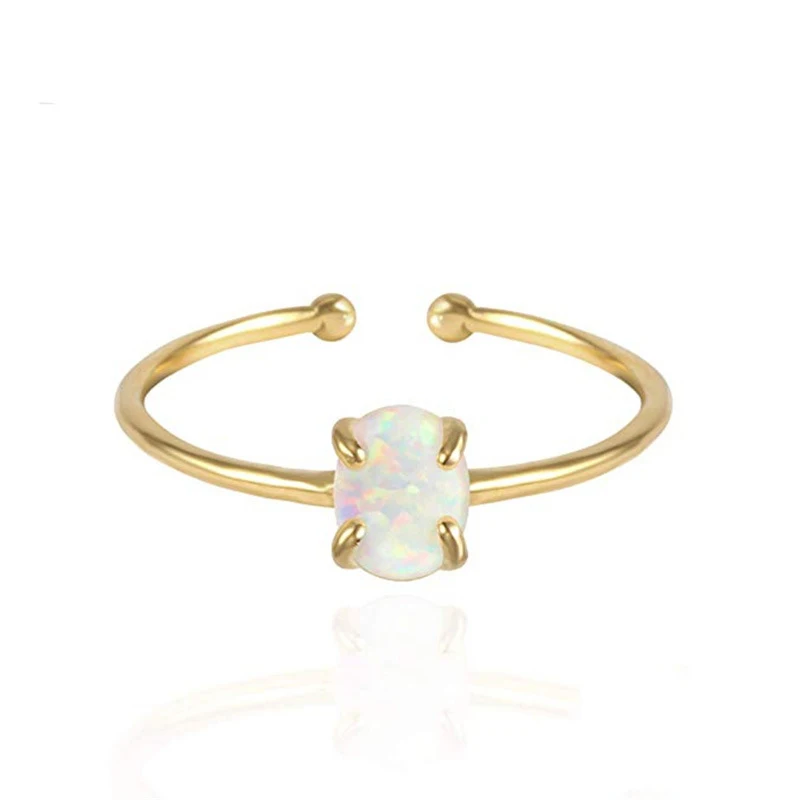

Simplicity New Trendy fashion Design original adjustable women gold plated opal ring