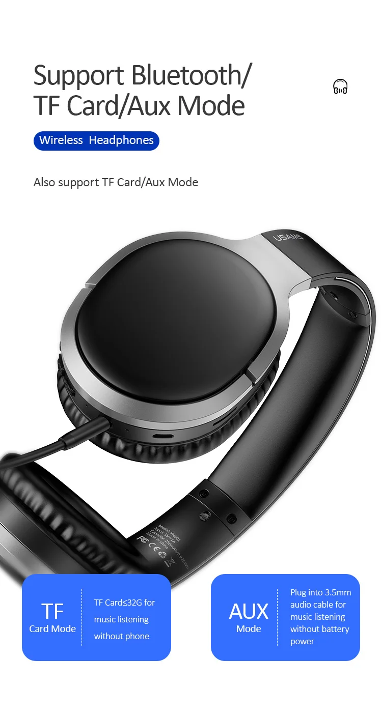 USAMS YN001 Noise Cancelling Studio Gaming Wireless Bluetooth Headset Headphones Wireless Headphones