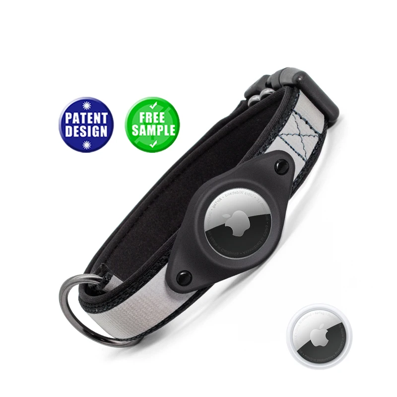 

Reflective Nylon Mesh Vestchest Strap Leash Outdoor Bark GPS Tracking Repellent Collars For Dogs Puppy Cat Pet Collar, Blue black