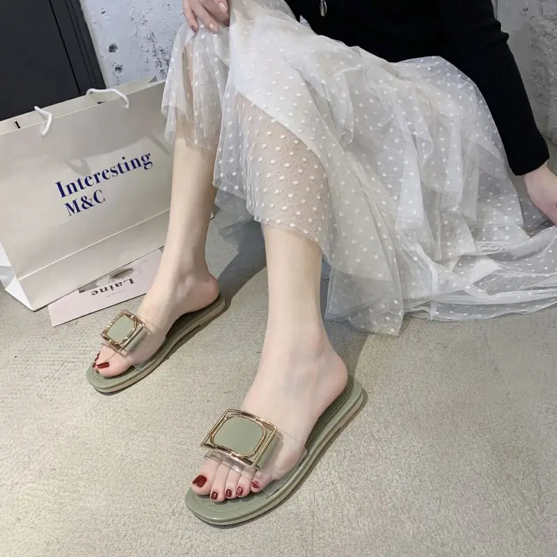 

New Green PVC Strap For Slipper Summer Women's China Wholesale Slippers Flat, Picture