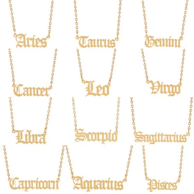 

2020 Hot Selling stainless steel Star Constell Gold Plated cz Horoscope zodiac pendant necklace