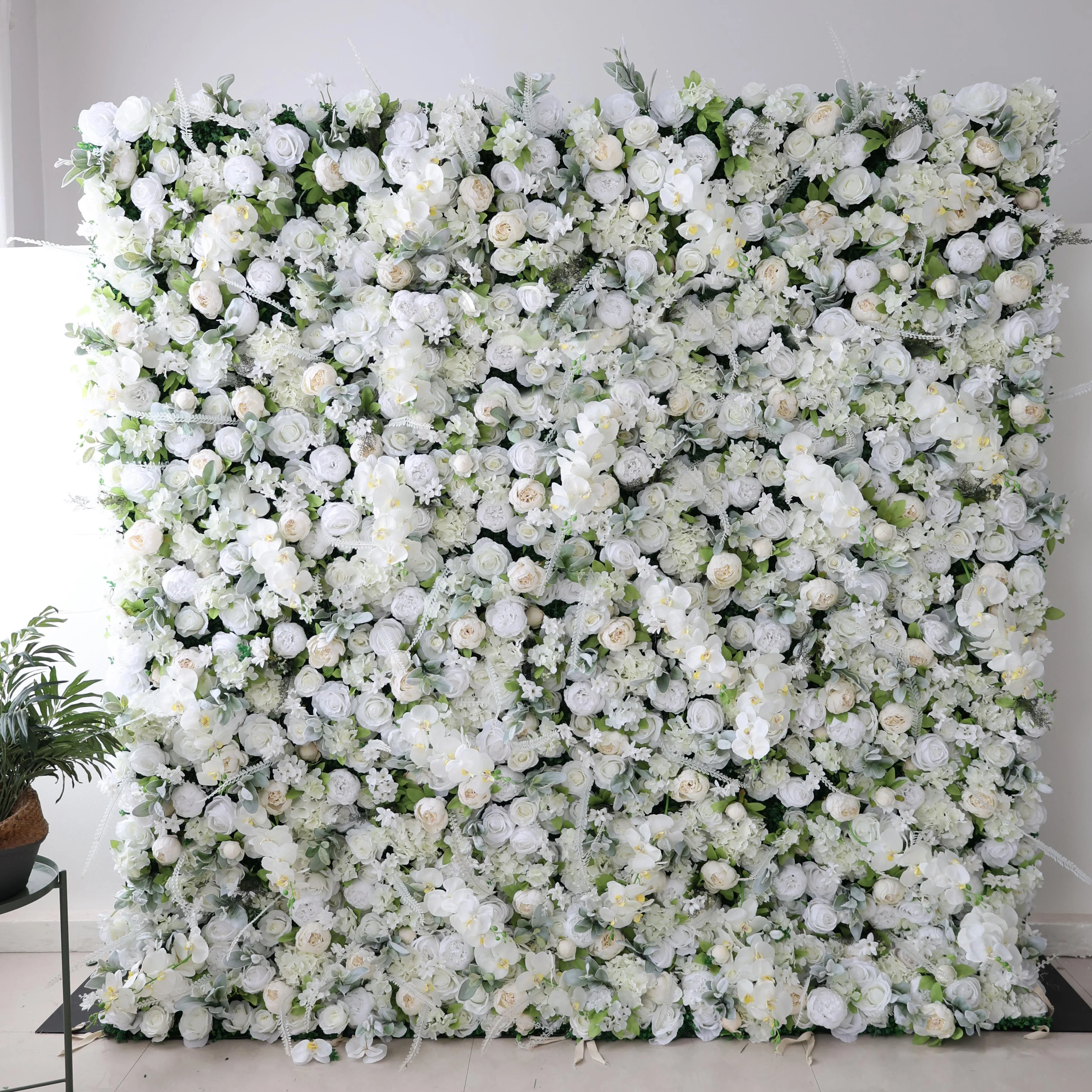 New Design 8*8ft Size Customized Silk Plastic Artificial Flower Wall for Wedding Decoration