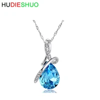 

High-grade Austria imported blue crystal 925 sterling silver necklace for women