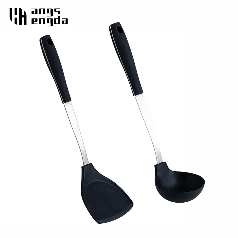 

kitchen accessories Stainless Steel Silicone Spatula Non-Stick Pan Hollow Handle Soup Spoon Spatula Kitchenware Set kitchen set