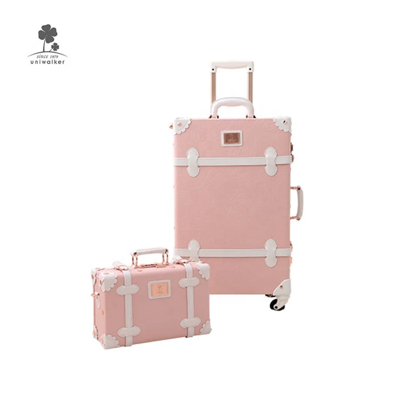 

Retail Pu Women Vintage Suitcase Sets Cute Hand Carry-On Luggage With 360 Degree Spinner Wheel