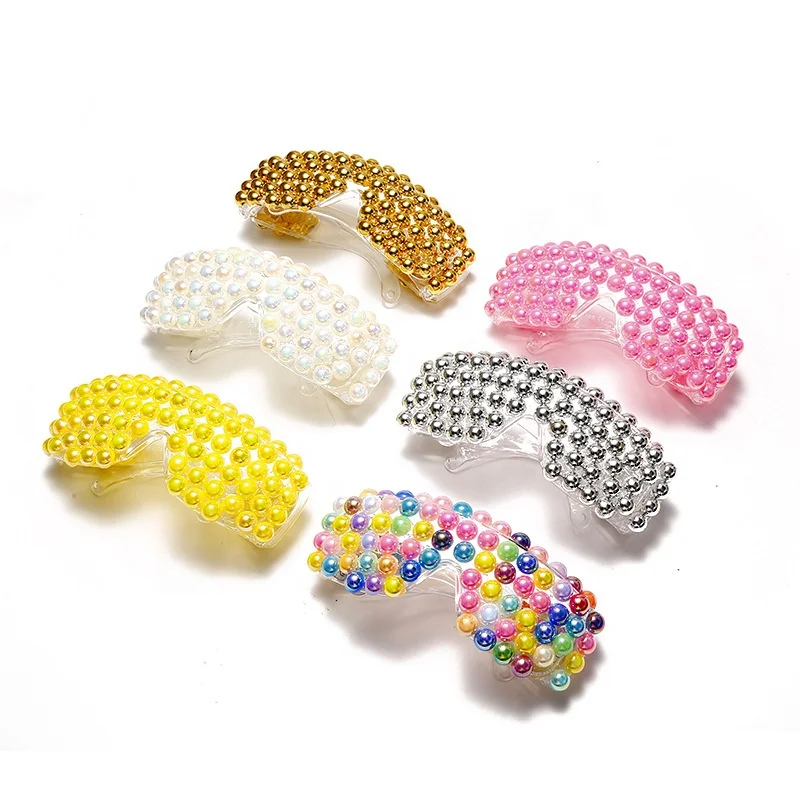 

Fashion Women Full Pearl Style Color Shutter Glasses Ins Style Protective Glasses, Colors