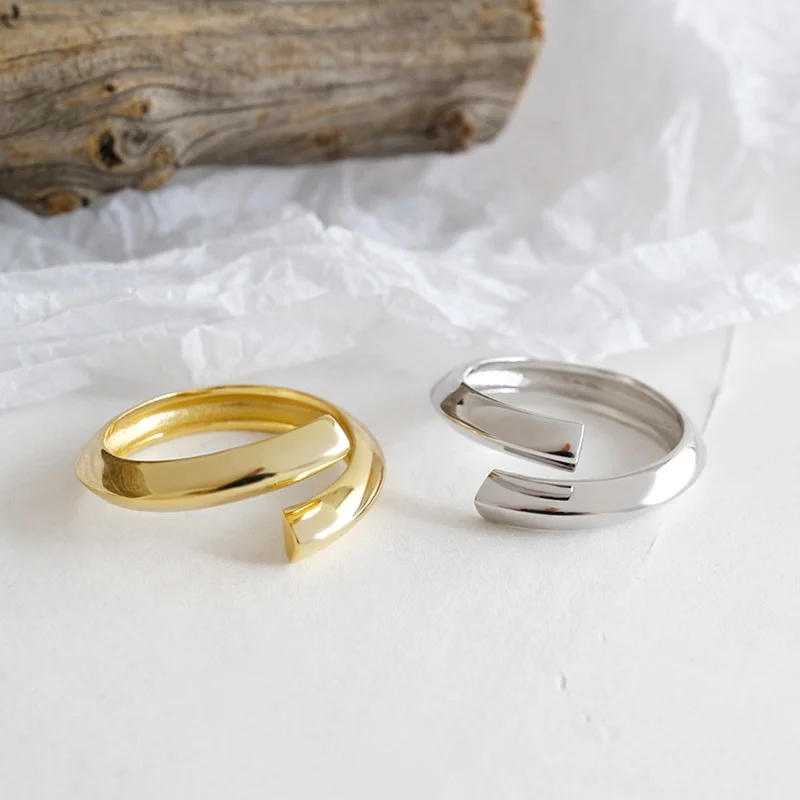 

Direct Manufacturer Gold Plated Irregular Ring S925 Sterling Silver Double Adjustable Ring for Women