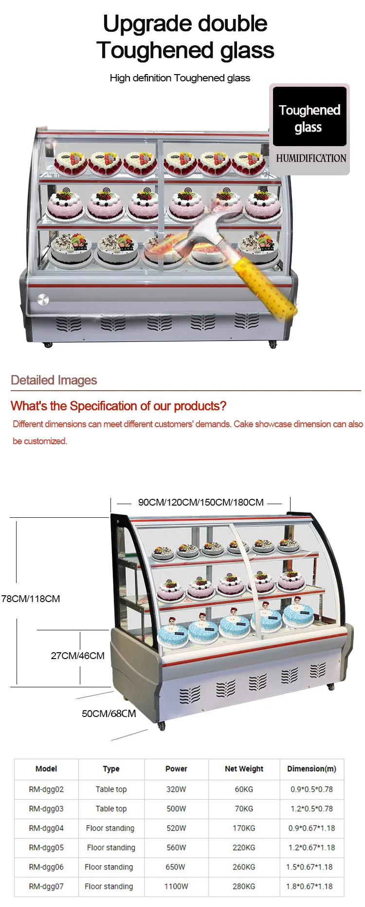 Brand New Cake Display Counter Small Fridge Refrigerator With Oem