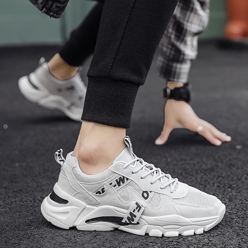 
Thick Bottom Mens Casual Shoes Sneakers Lace-Up Luxury Sports Cotton Fitness Shoes 