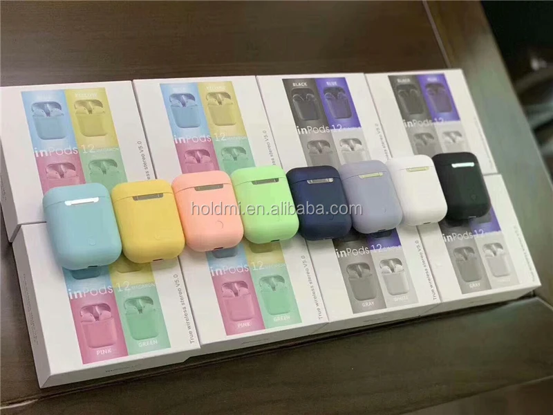 Hot sale red color wireless earphone inpods 12 macaron i12 TWS Blue tooth earbuds for iphone and samsung - ANKUX.COM