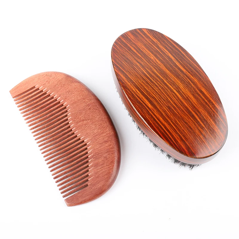 

Classic wood grain Men beard kit beard brush and comb beard grooming set, Wood+black