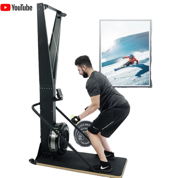 

YouTube hot wind resistance trainer fitness exercise air training indoir gym equipement commercial at home workout ski machine, Black