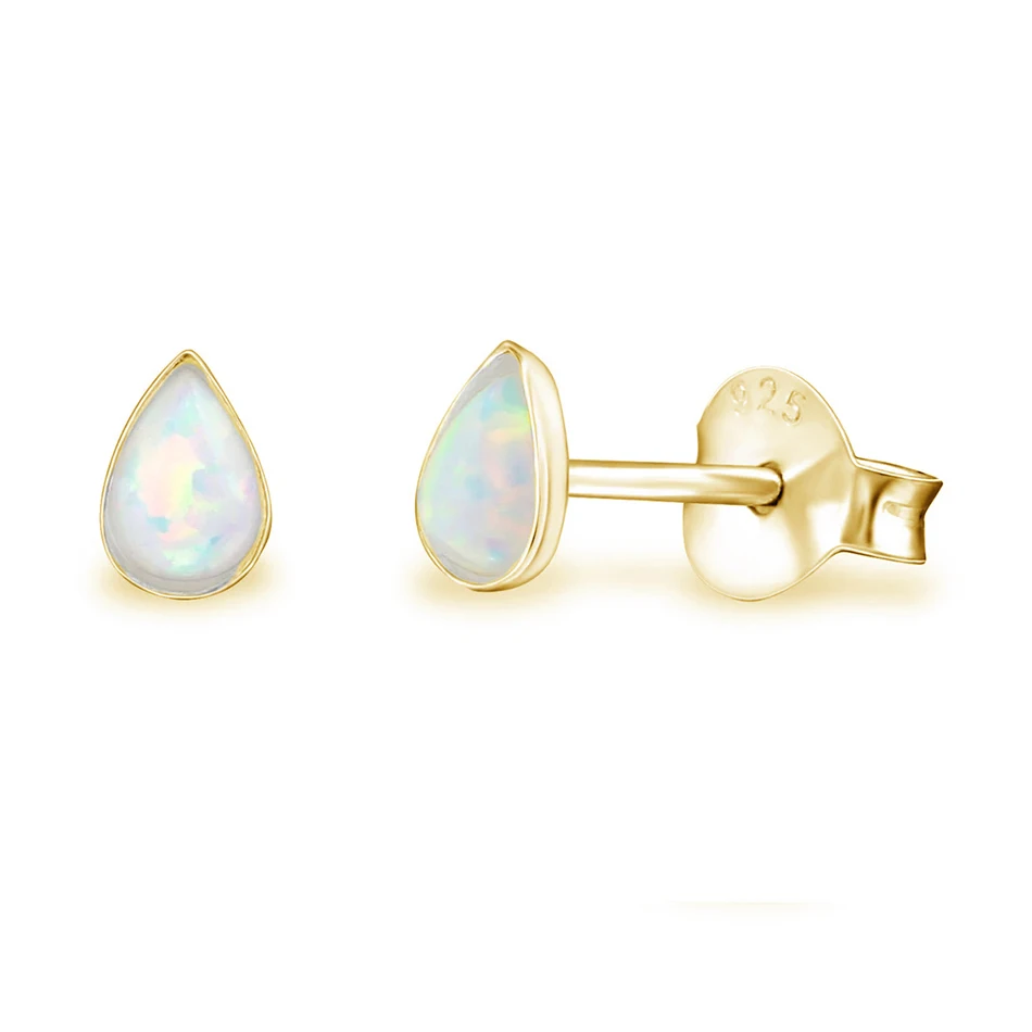 

B2B Fashion 18k gold plated luxury jewelry trendy 925 sterling silver simple style opal stud earrings for women party