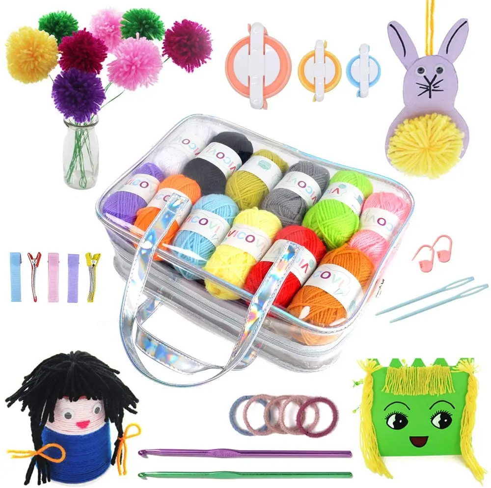 1000+yard Acrylic Yarn Kit For Crochet Knitting Craft With 24 Assorted