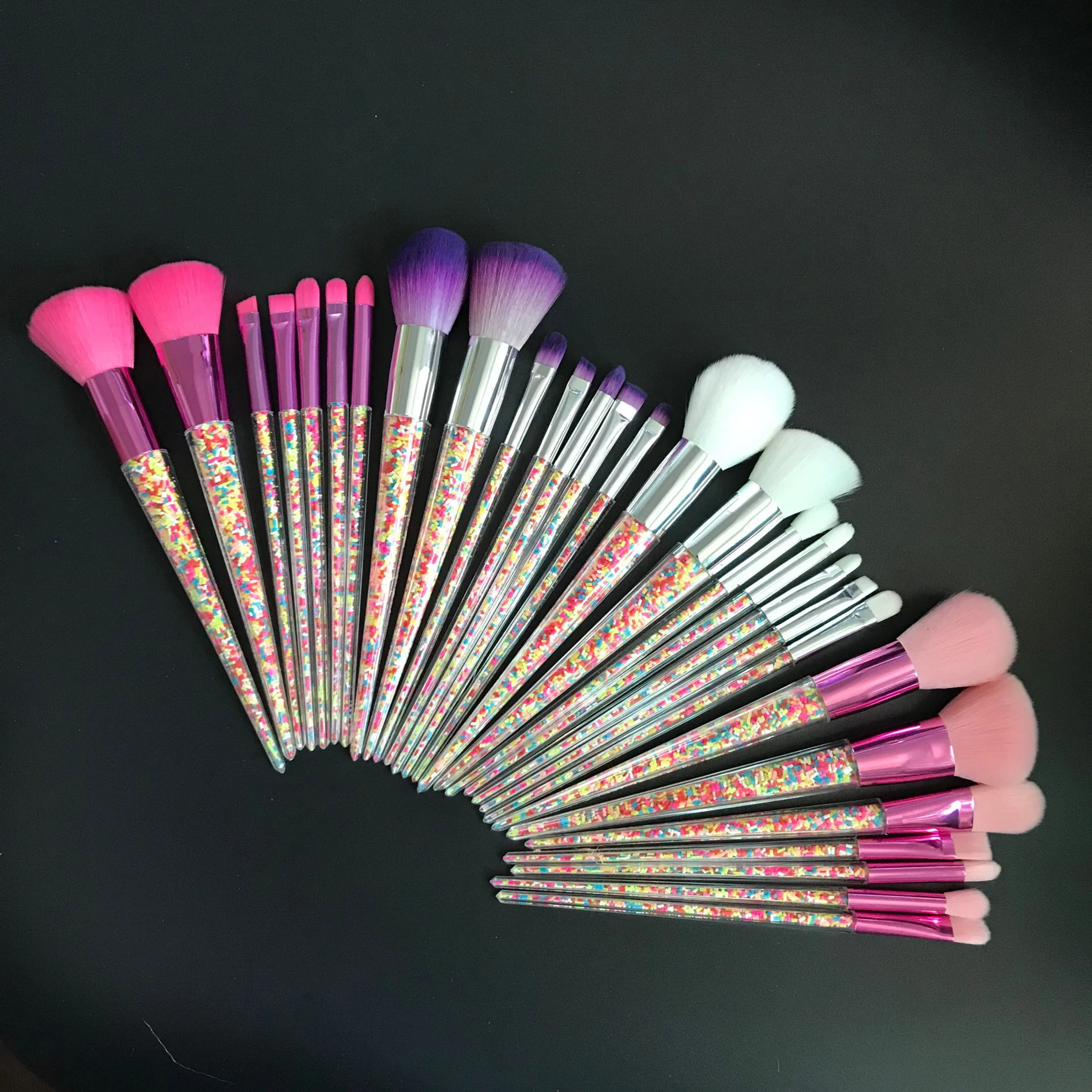 

Low MOQ Custom Logo 4 color options candy brush set with opp bag packing crystal handle make up brushes set, Colorful options