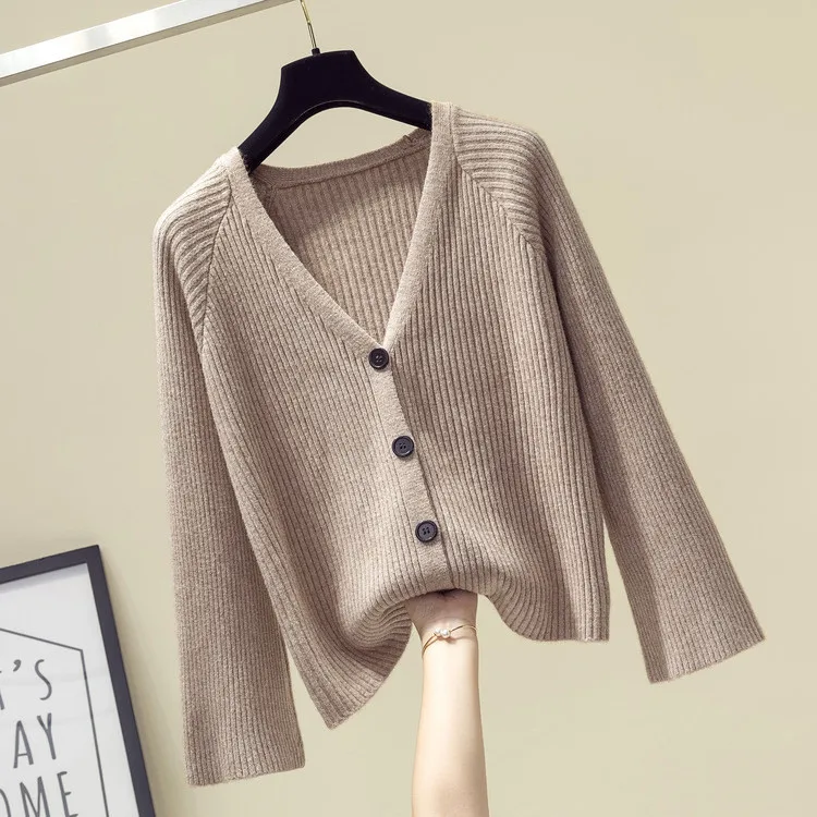 

New solid free size Loose button fall sweaters women ladies cardigan sweaters
