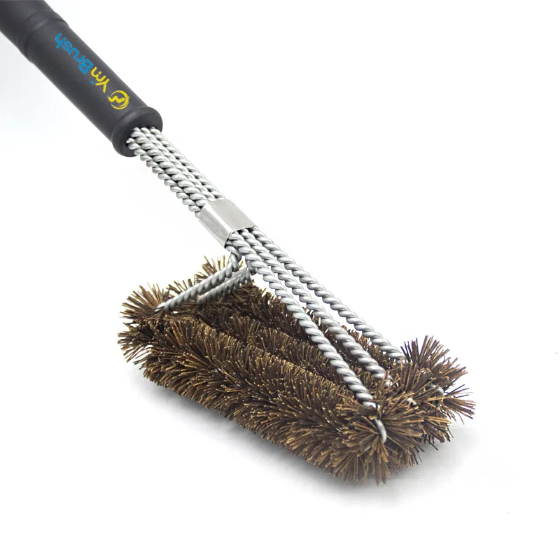 

18-Inch Three-Head Barbecue Cleaning Brush Pure Natural Plant Brown Grill Cleaning Brush