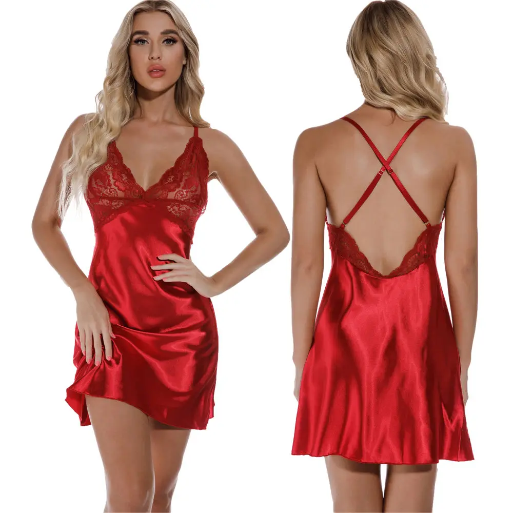

JSMANA 2021 new fashion hot sale high quality satin lace sexy lingerie underwear women lingerie 2021 lingerie, Red