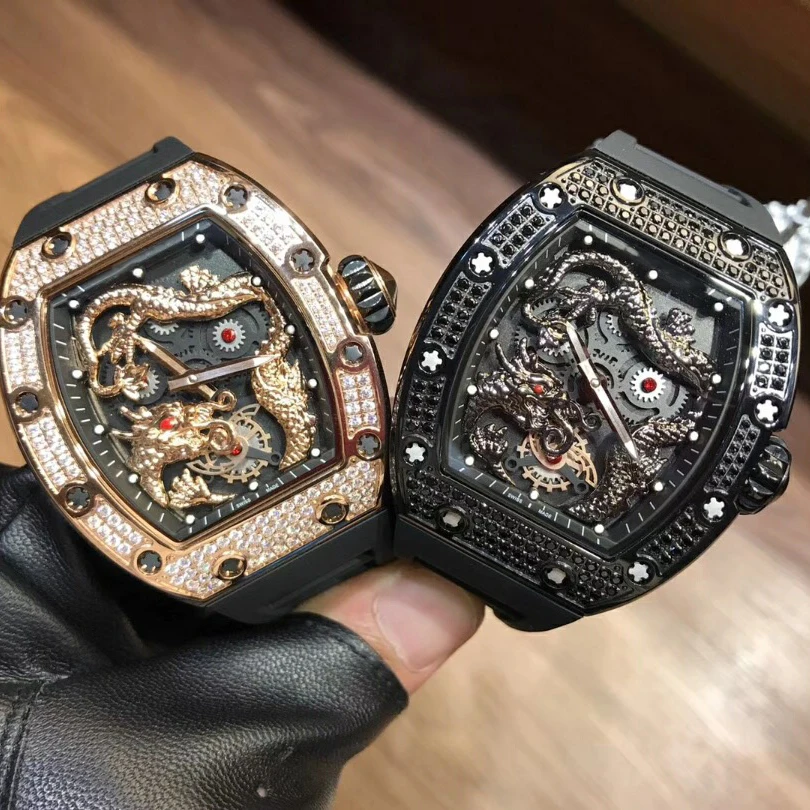 

RM057 gold diamond case Exquisitely carved dial Japan imported automatic mechanical luxury watch