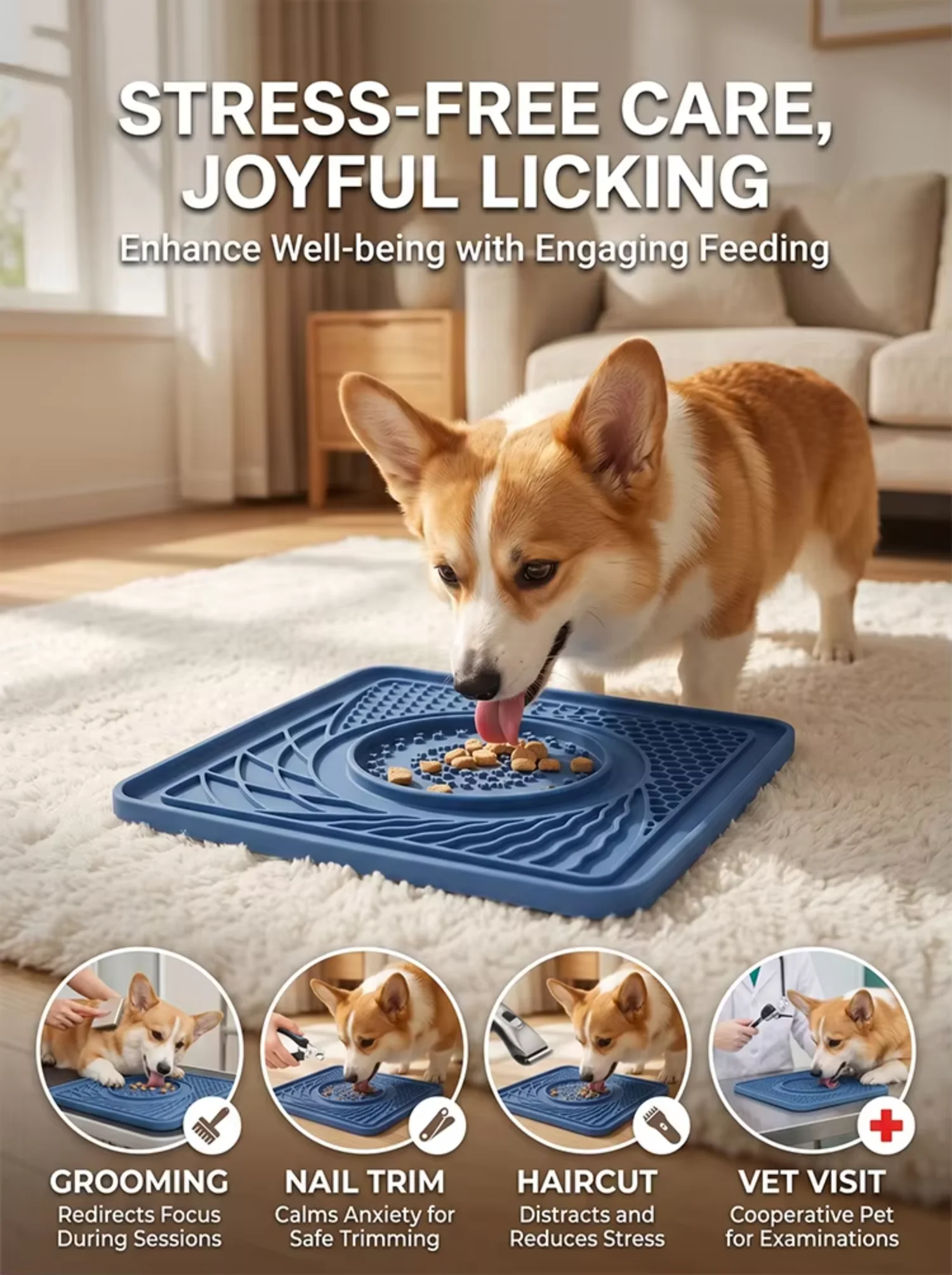 Food Grade Silicone Portable Lick Mat for Pets Slow Food Dispensing Pad Anti Skid Base Interactive Calming Treat