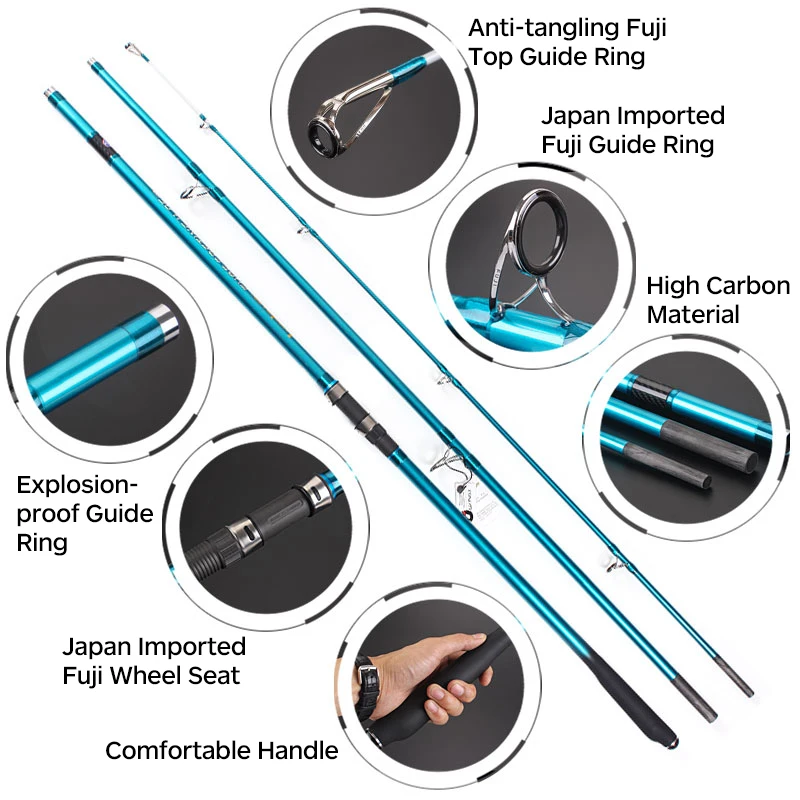 

lurekiller fish rod surf 3 section spinning surf rod 4.2