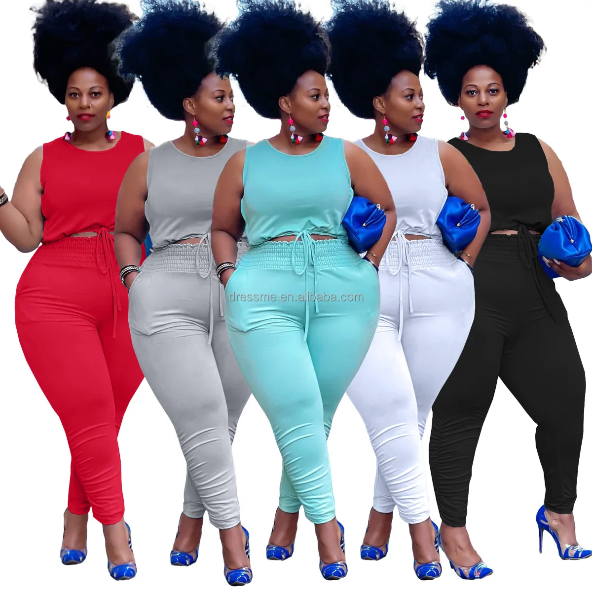 

MT126-10013 Wholesale ladies fashion leisure vest solid color leisure sports plus size two piece pants set women clothing