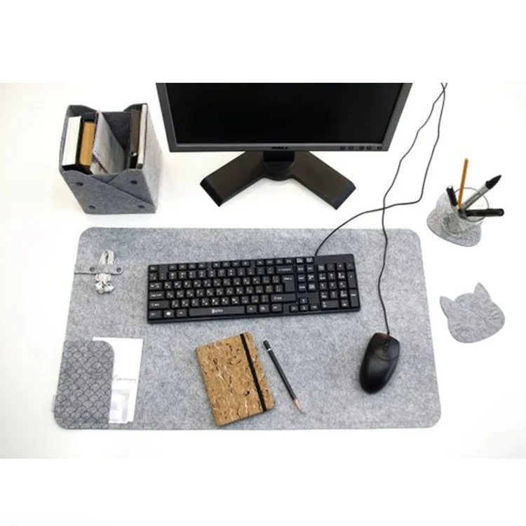 

High quality 3mm felt material custom office felt desk pad with low price, Light grey or customized