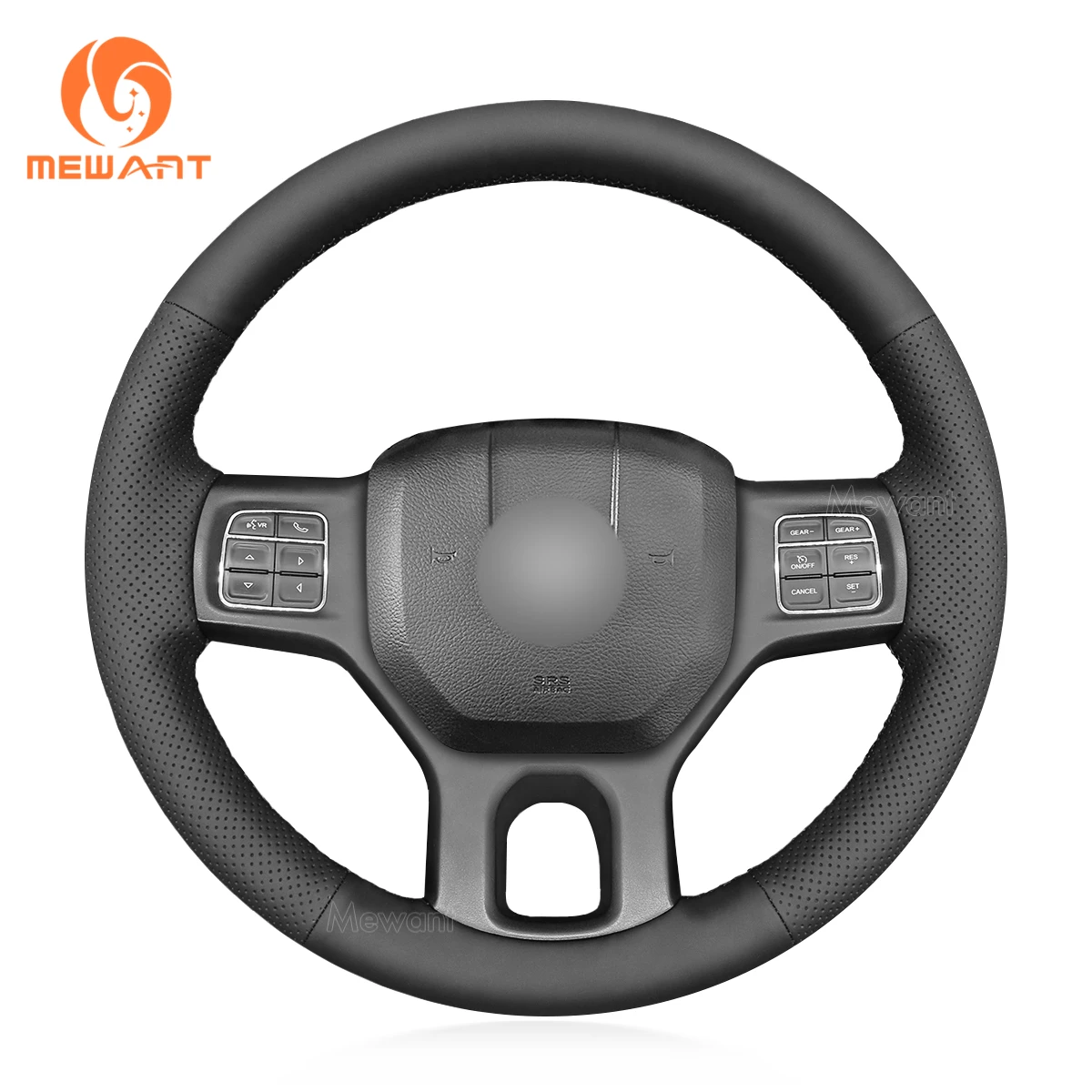 

MEWANT Fashion Anti Skid Faux Leather Hand Sew Car Steering Wheel Cover Non-slip Carbon For Dodge RAM 1500 3500 2013-2018