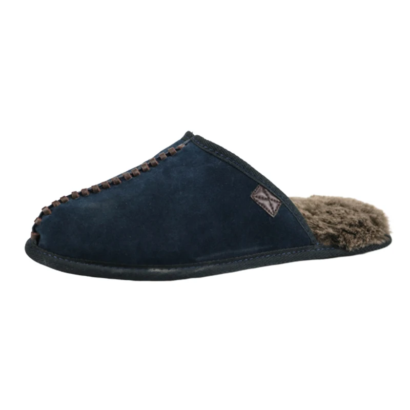 

men winter house indoor slippers Winter Mules Fluffy Suede Comfy Slippers, As picture