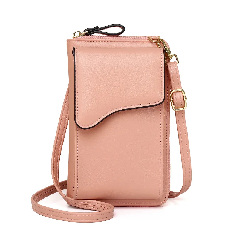 

Women's Wallet Shoulder Mini Leather Bags Straps Mobile Phone Big Card Holders Wallet Handbag Money Pockets Girls Small Bags, Blue/pink/apricot/yellow/black/red 6colors