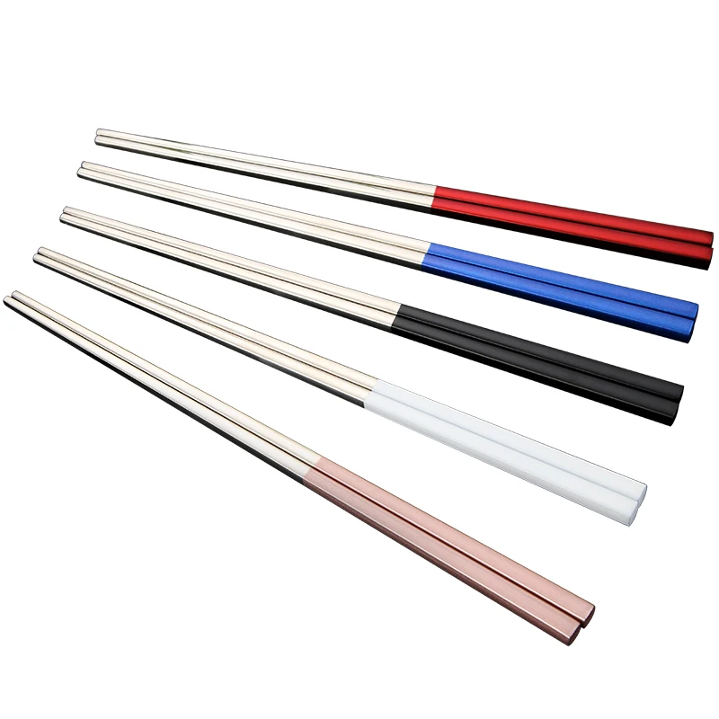 

Metal gold titanium gift set reusable stainless steel custom chopsticks, Black/white/red/pink/blue