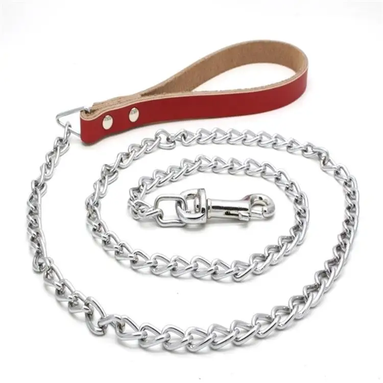 

Wholesale custom pet chain copper choke heavy strong chain dog leash with leather handle, As pictures