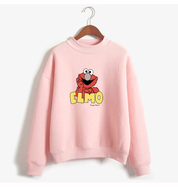 

Women Autumn Winter Hoodies Kawaii Sesame Street Printed Cute Sweatshirts Lovely Elmo Jumper Fleece Coat