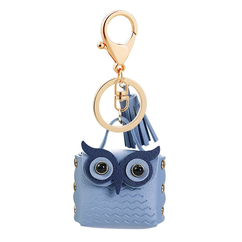 

Cartoon Owl Keychain Headset Storage Bag Multicolor Coin Purse with Rivet Owl Small Bag Pendant, Custom color