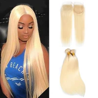 

Blonde Hair Bundles with Lace Closure Brazilian Straight Hair with Closure Remy Human Hair Bundles with Closure