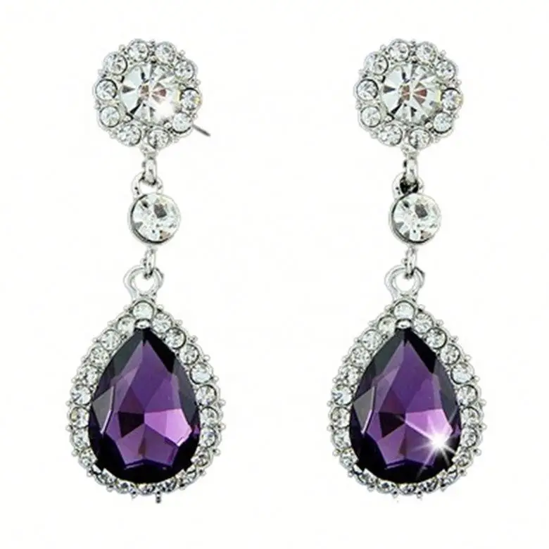 

Jhsport Drop Shaped Crystal Women's Earrings Fashion Zircon Simple Earrings, Picture