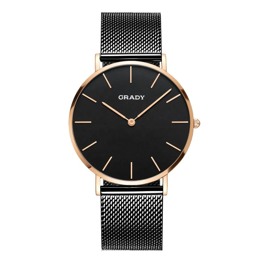 

Quartz stainless steel minimalist watches men wrist with mesh bracelet watch