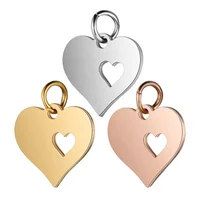 

DIY High Polished Custom Stainless Steel Heart Shape Pendant Hollow Out Gift Womens Love Heart Charm Pendants for Jewelry Making