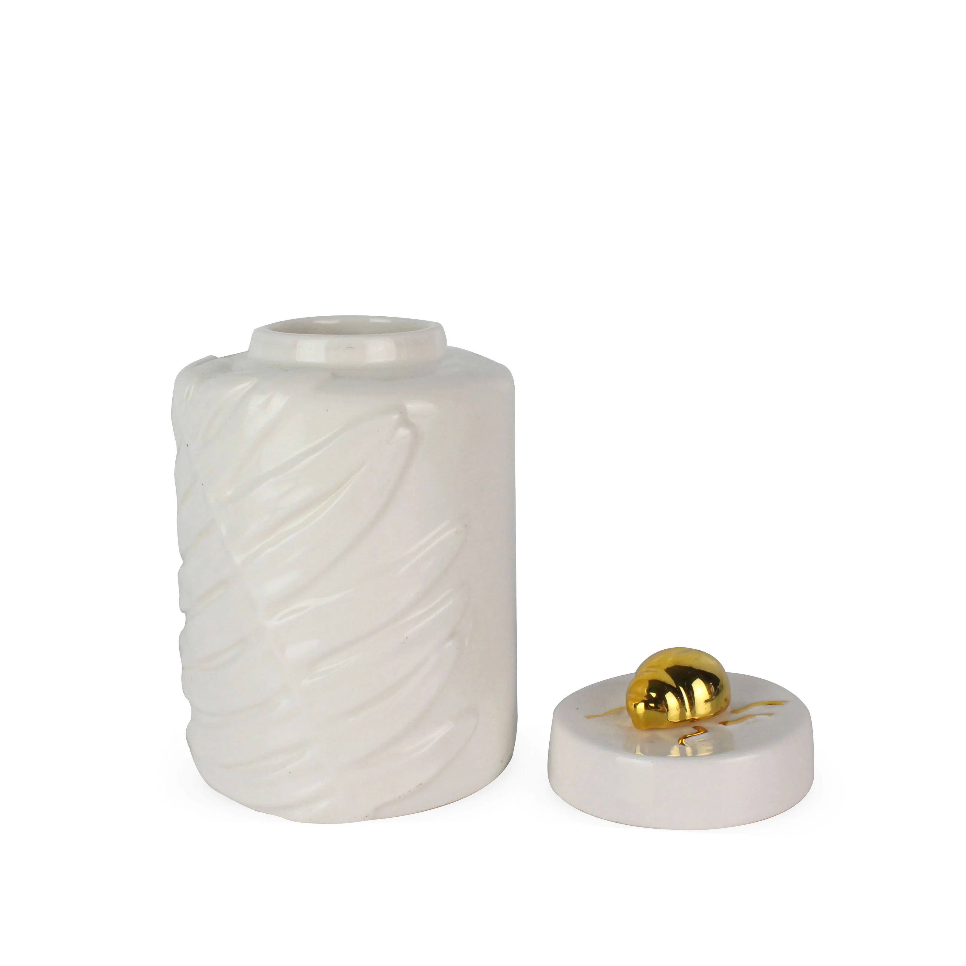 Jar Home Decoration White Emboss Ceramic with Insect Handle 30% Deposit Avalaible SGS/BSCI/SEDEX 300 details