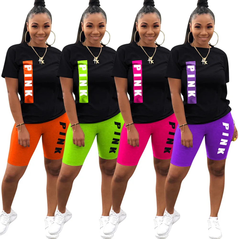 

Women's cute letter print sports two-piece set