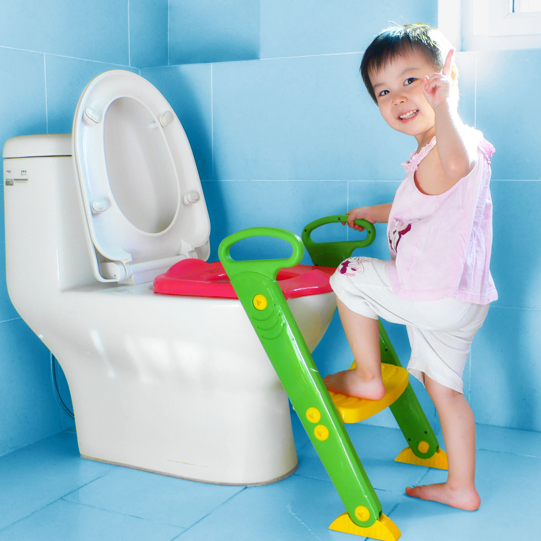 

Potty Toilet Training for Kids Boys Girls Safe Potty Training Seat with Anti-Slip Pads Ladder portable toilet seat, Blue+yellow+red