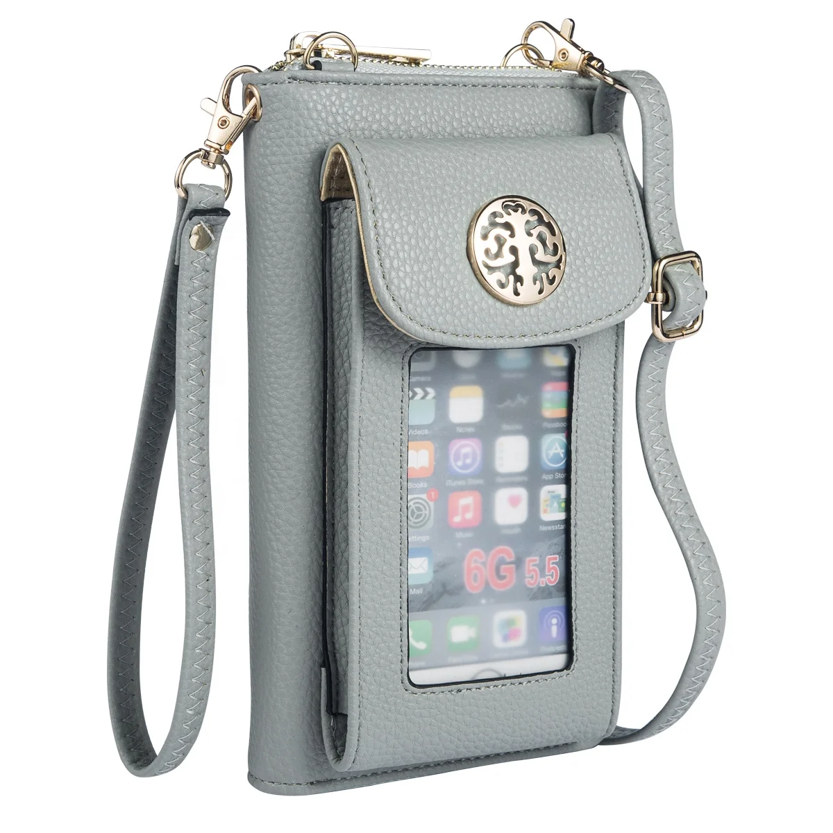 

Women Wristlet Wallet with Cell Phone Holder Small Crossbody Bags Adjustable Strap PU/PVC