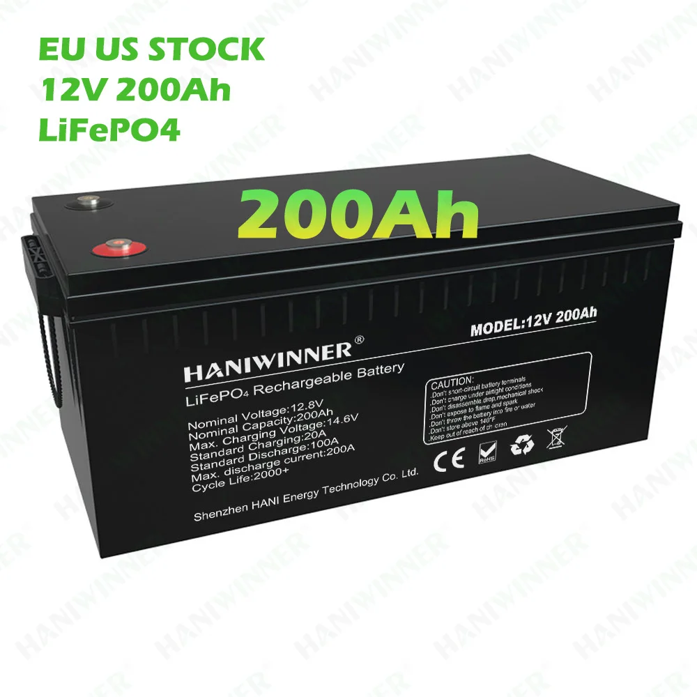 

EU Stock Wholesale Price Deep Cycle 12V200Ah Lifepo4 Akku Lithium Ion Batteries 24V 12V 200Ah For Solar Power Storage