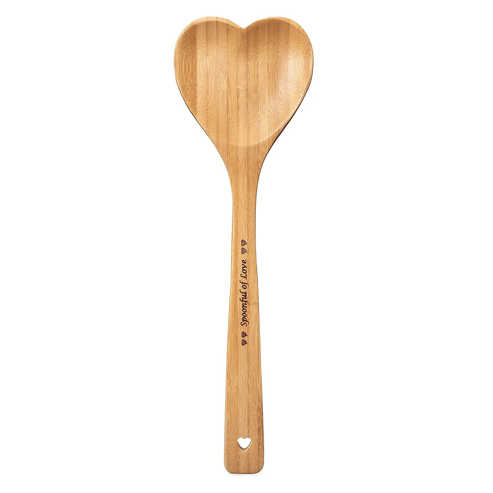 

Amazon Best Sell Cooking Spoon Unique Gift Engraved LOVE Heart Shaped Bamboo Spoon Serving Mixing Spoon Kitchen Bamboo Utensil