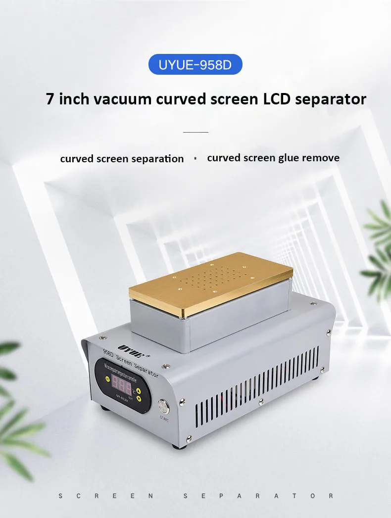 UYUE 958D Built-in Two Big Pumps Newest 7 Inch Vacuum LCD Separator Machine for iPhone X LCD Screen Separation