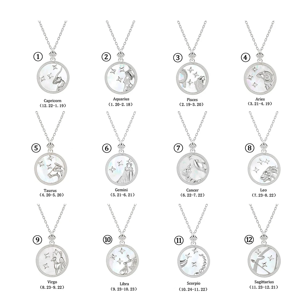 

Birthday Zodiac Jewelry 925 Silver Latest Horoscope Necklace Designs