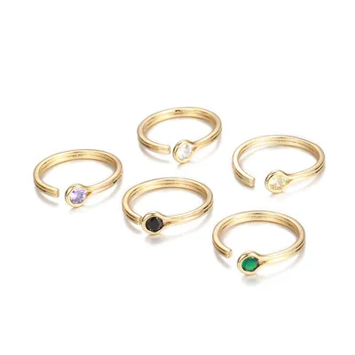 

Delicate Colorful Zircon Charm Ring Small Gemstone Open Cuff Zircon Ring