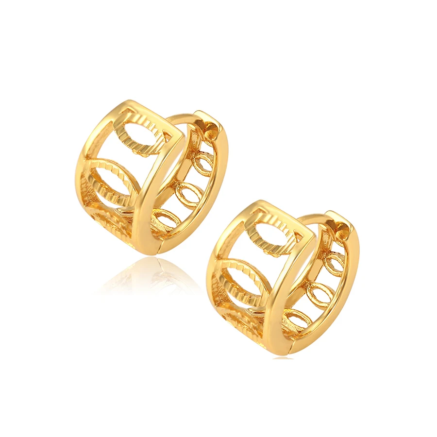 

80351 Xuping new arrival hollow design 24k gold color women small hoop earrings