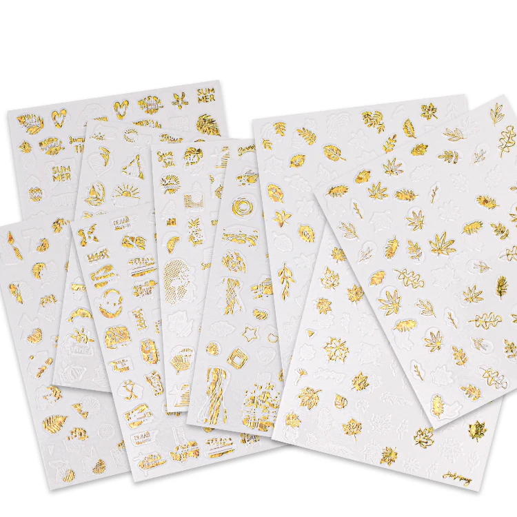 

TSZS Gold Nail Art Stickers Self Adhesive Decals for Women Girls False Acrylic Nails Metallic Letters Nail Charm Decor