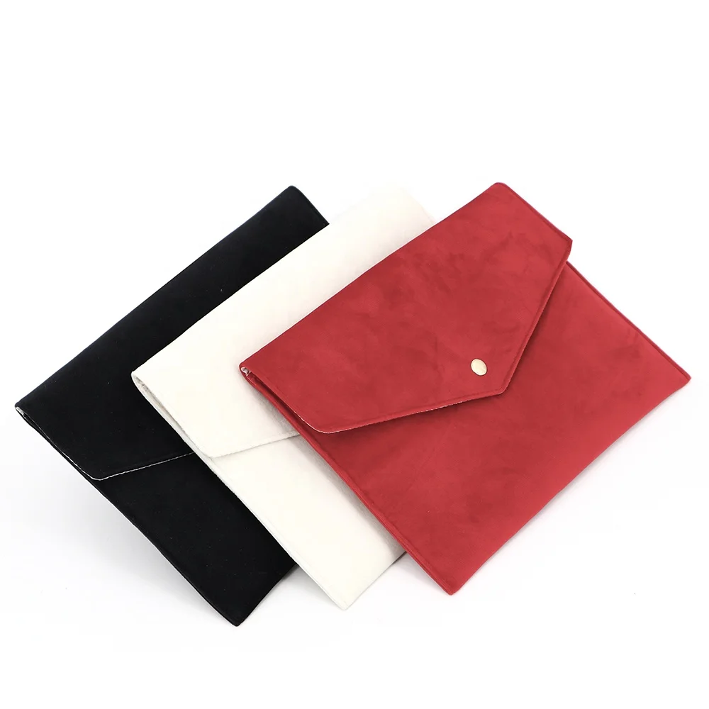

Wholesale velvet envelope bag cosmetic flap bag luxury jewelry envelope pouch logo custom velvet packaging pouch for lady